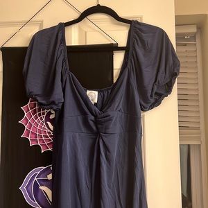 Izra Front Knot Mini Dress color navy